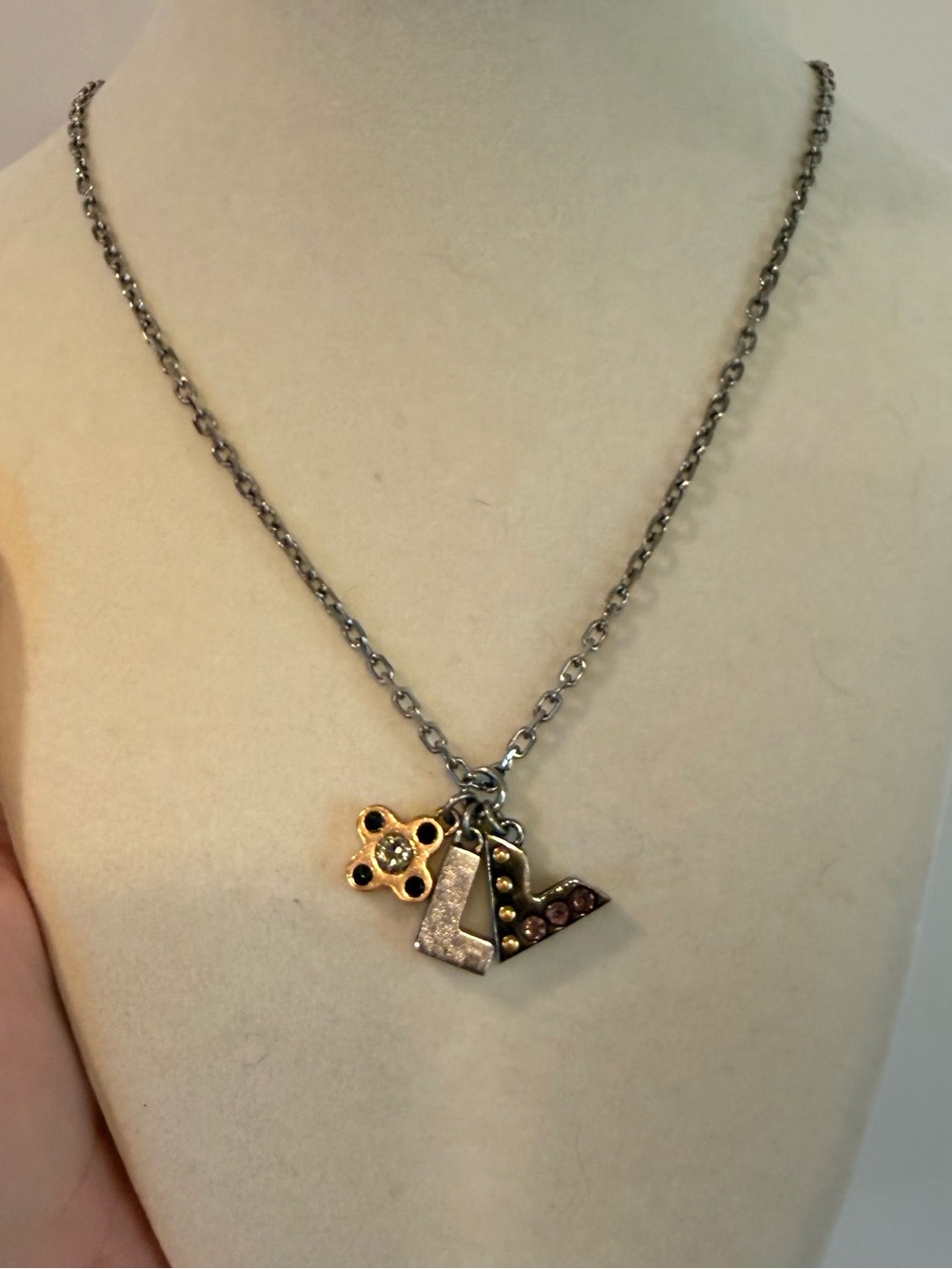 Louis Vuitton Two-Tone Charm Necklace in Silver and Gold